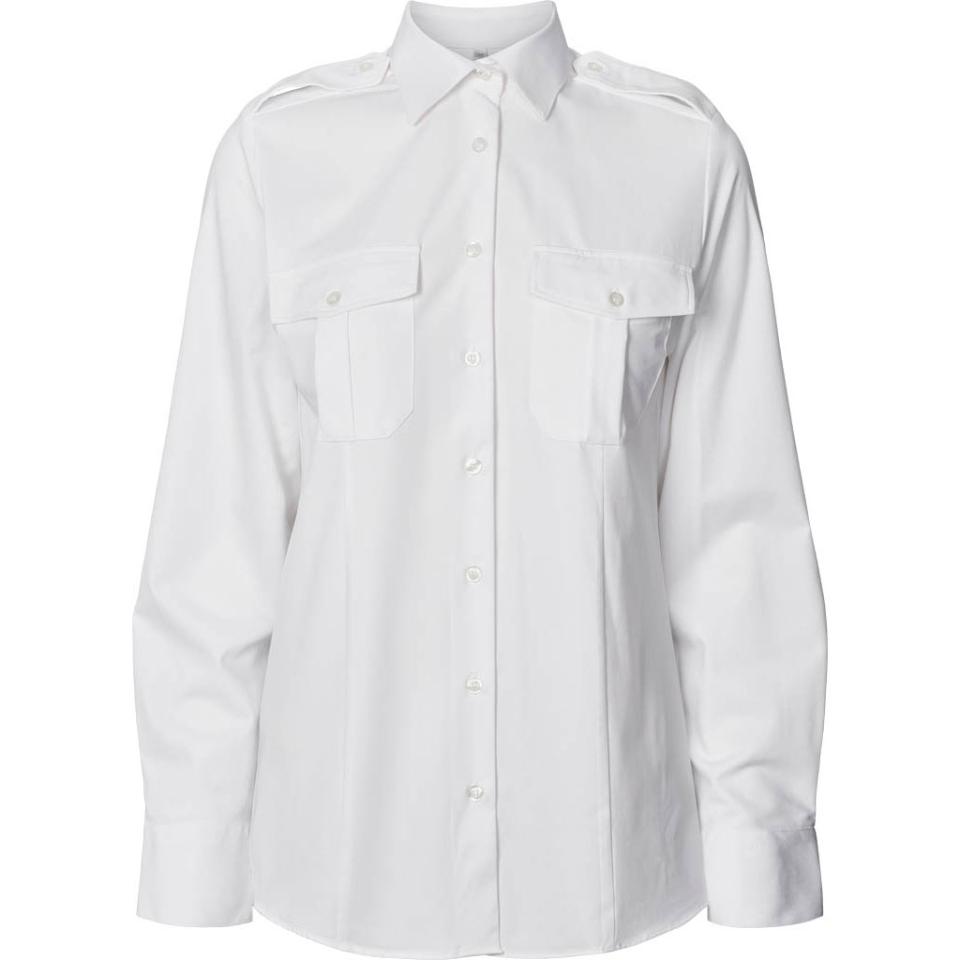 White Austin Female Pilot Shirt L/S with 4-way stretch