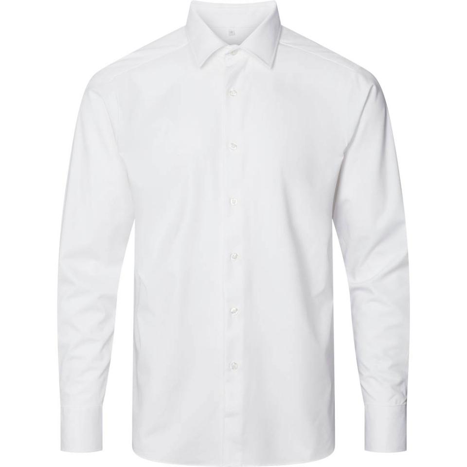 White Denver Male Uniform shirt L/S with 4-way stretch