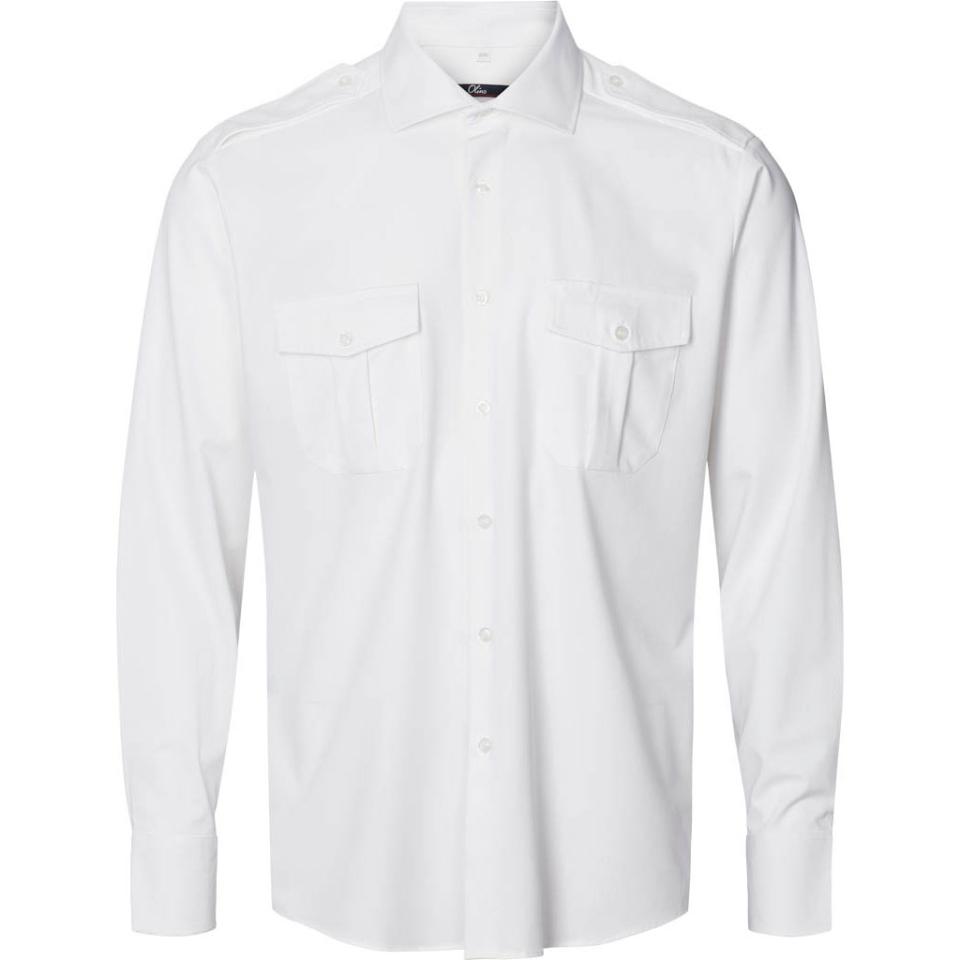 White Hampton Male Pilot shirt L/S with 4-way stretch