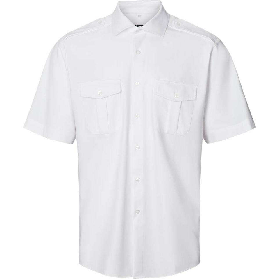 White Hampton Male Pilot Shirt S/S with 4-way stretch