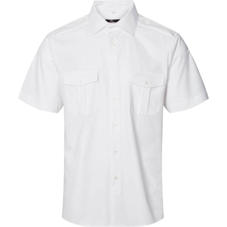 White Houston Male Pilot Shirt S/S with 4-way stretch
